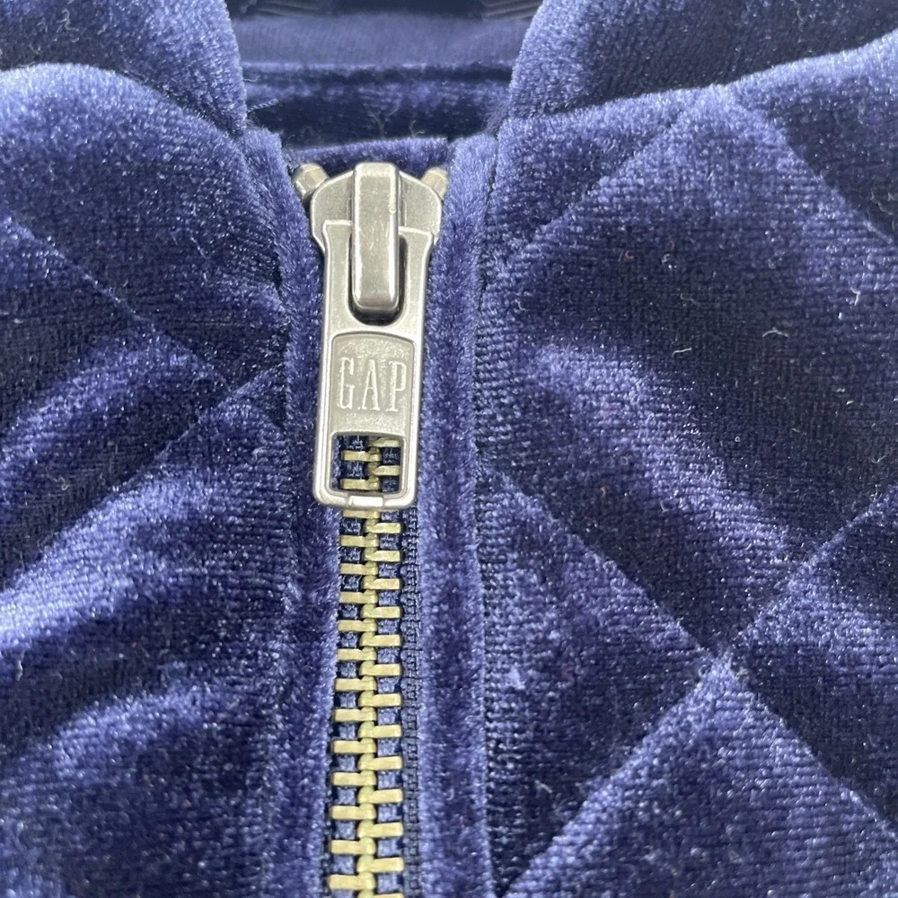 Baby Gap Baby Girl Velvet Quilted‎ Flight Jacket 3 Years Navy Blue Toddler